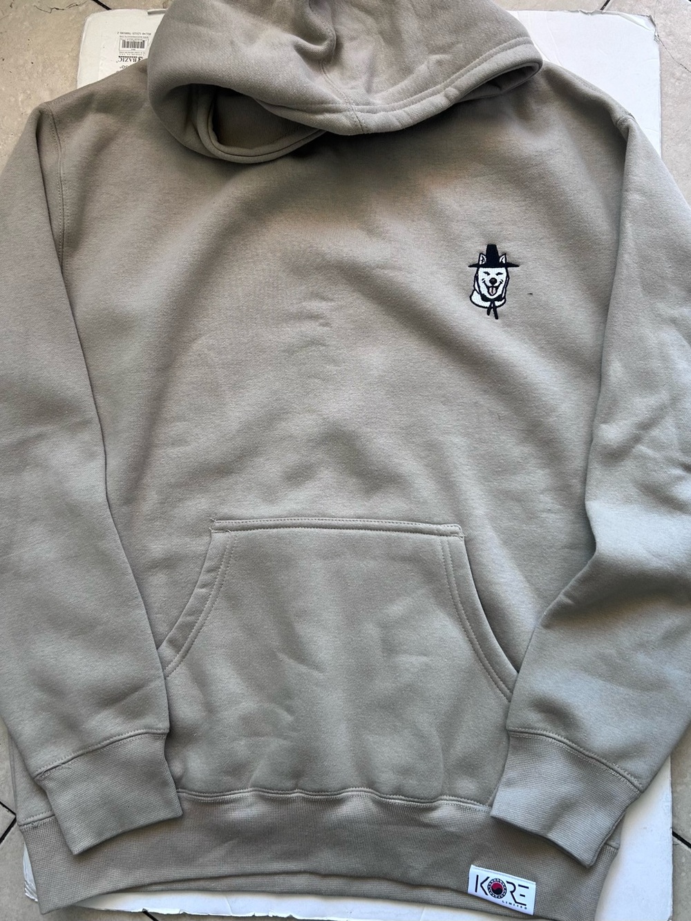 Kore Men's Hoodie in Taupe with Black & White Logo